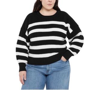 NWT Gap Black & White Stripe Striped Sweater Women XL Roll Neck Chunky Knit